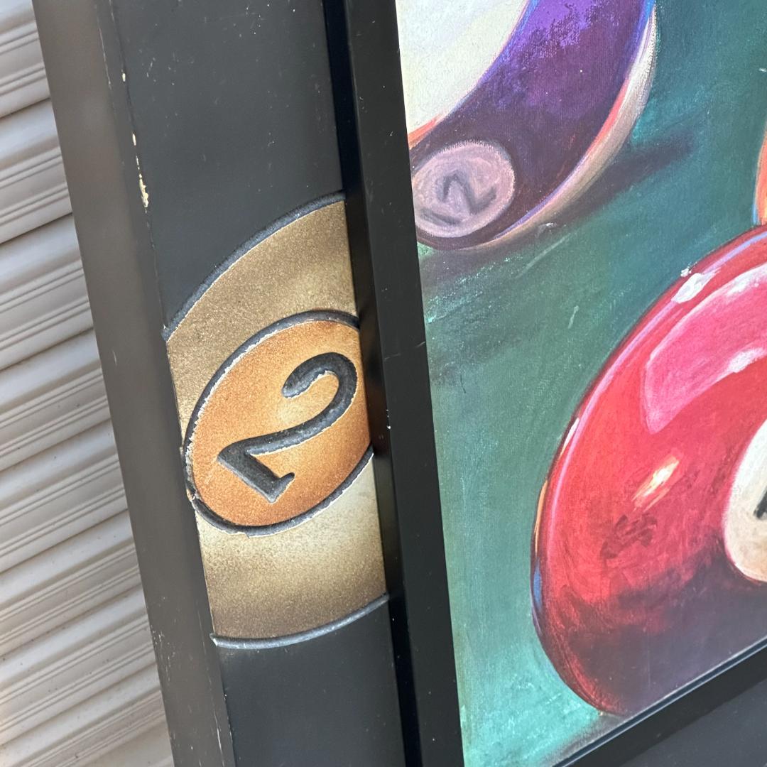 ビリヤード ボール デザイン 木製看板 アートパネル ガレージ バー