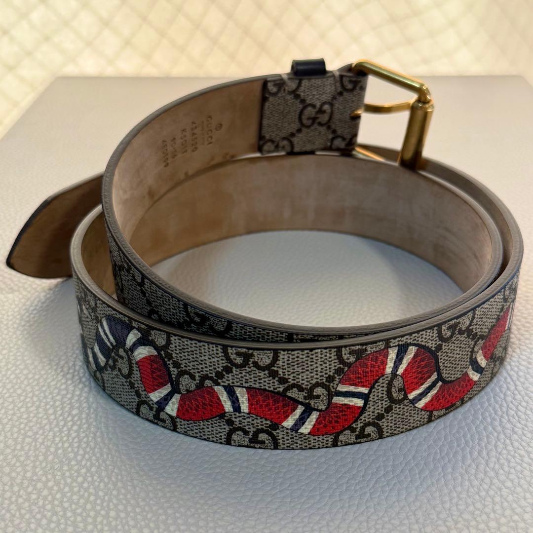 グッチ スネークプリントGGベルト ベージュ サイズ - メルカリ