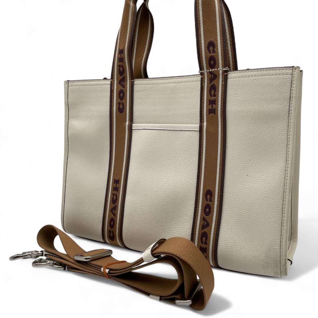 良品 COACH トートバッグ レザー ホワイト スミス 2way CM067