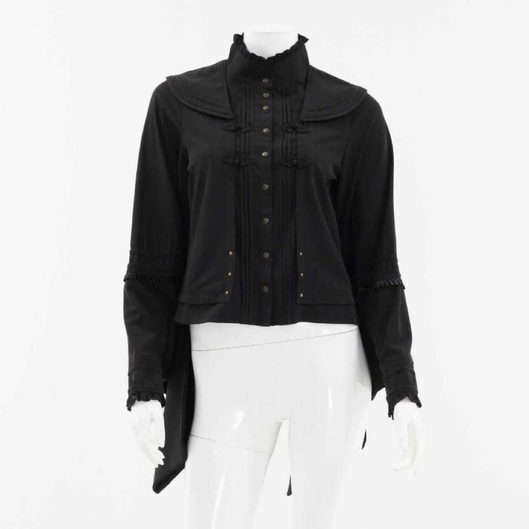 OZZ ON JAPAN 琉球浪漫着物袖ぶらうす 黒 和柄 和ロリ ブラウス