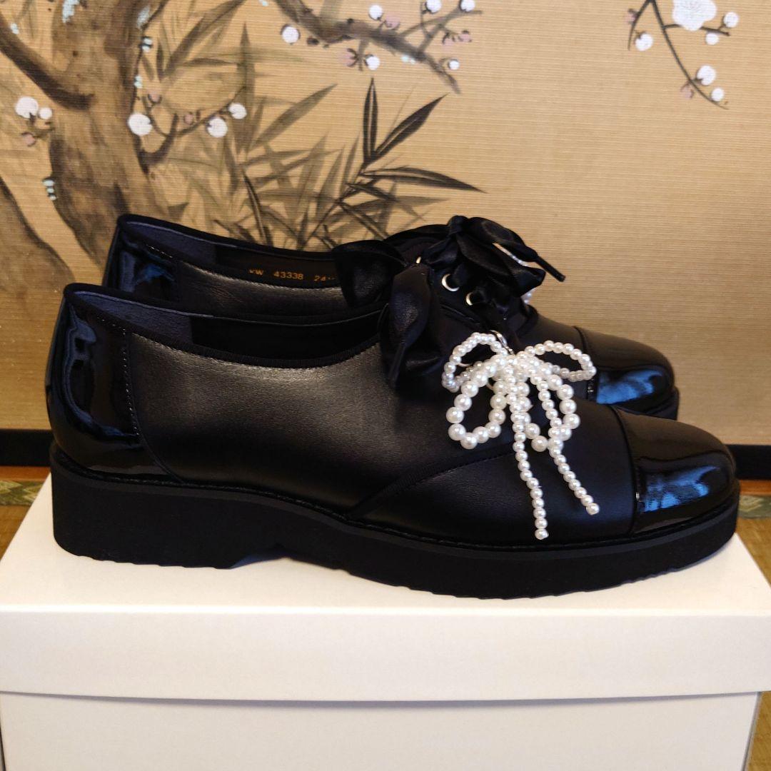 DIANA】ブラックレザー ローファー パール付き 24.5cm - メルカリ