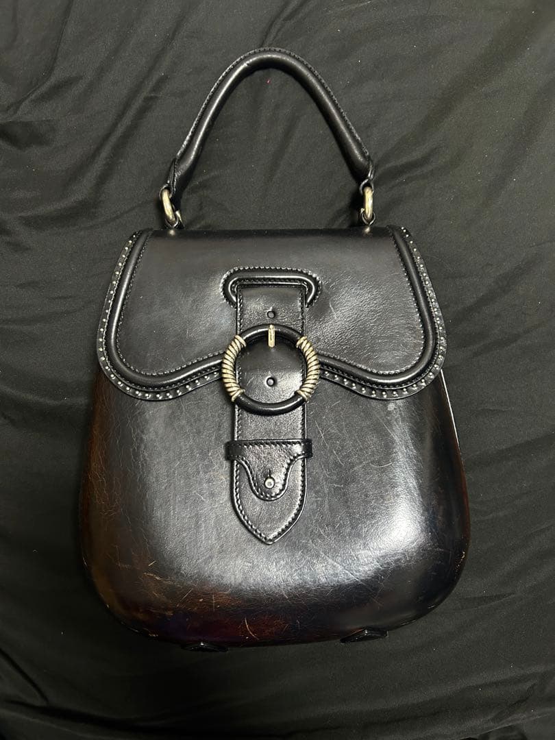 や*こ様 Alexander McQueen ブラックレザー サドルハンドバッグ