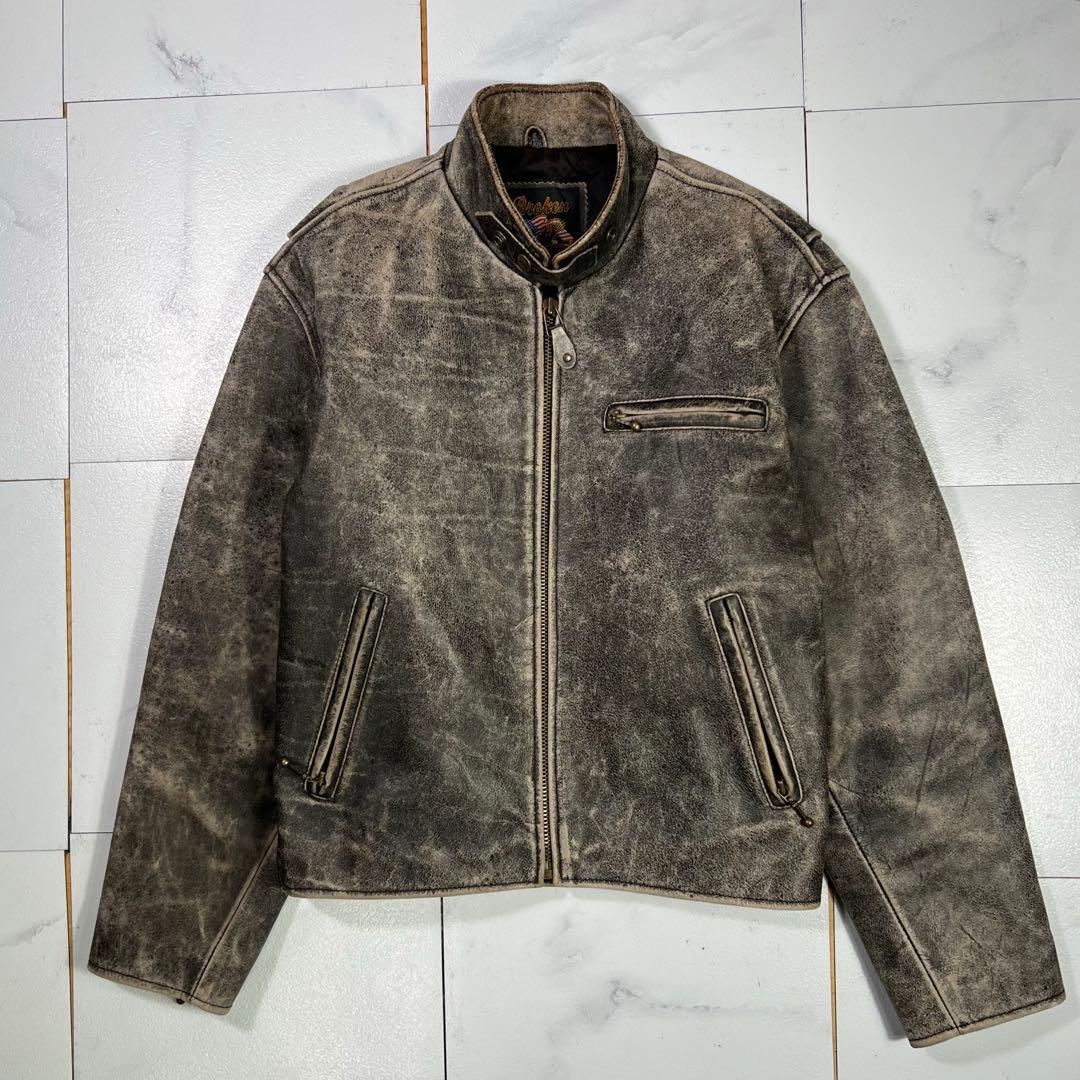 80s ブロッケン BROKEN シングル ライダースジャケット 革ジャン