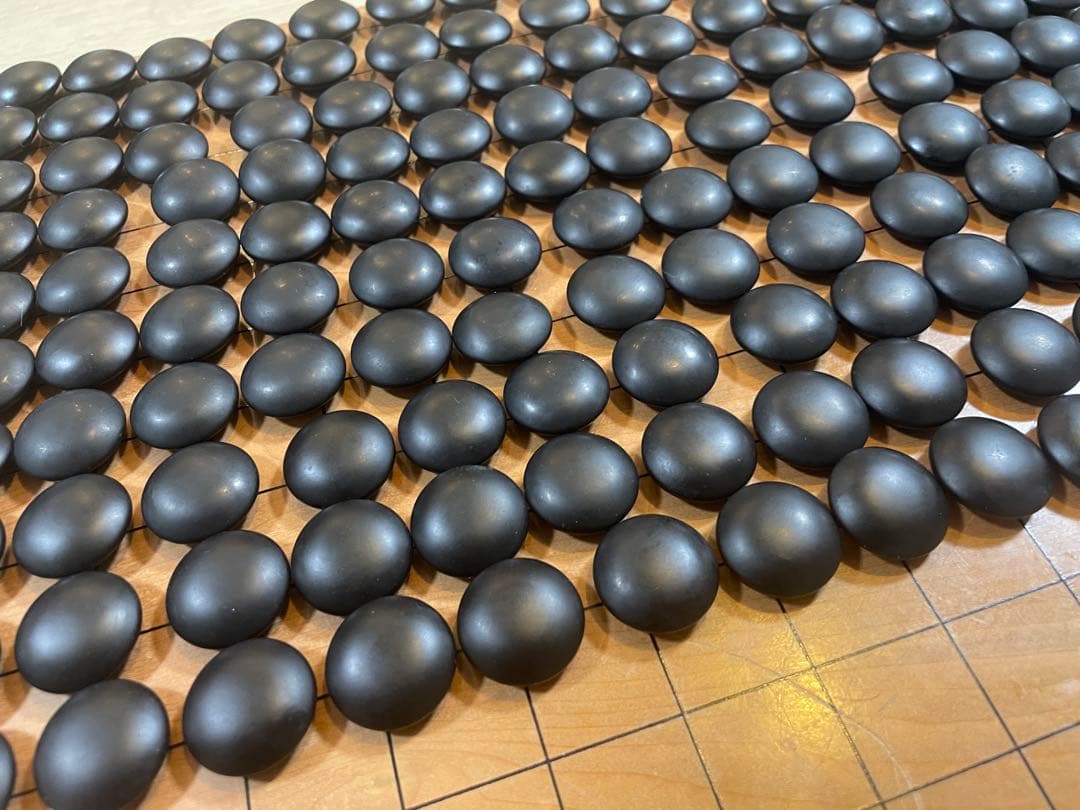 蛤碁石 33号(9.2mm) 那智黒石 欅碁笥セット お手入れ済