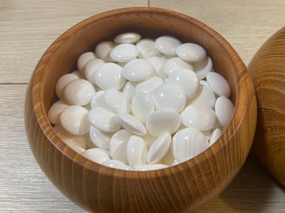 蛤碁石 33号(9.2mm) 那智黒石 欅碁笥セット お手入れ済