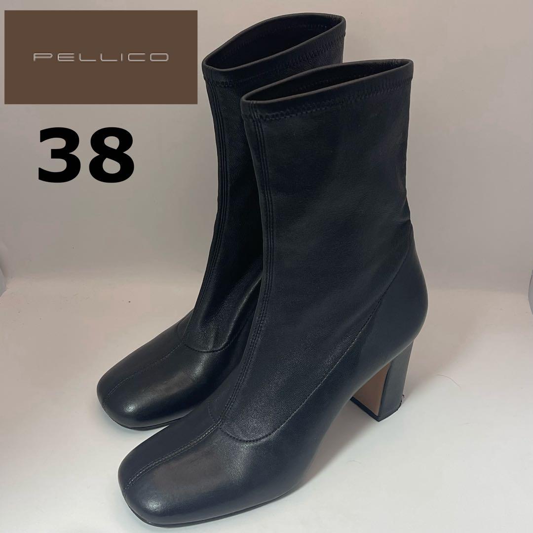 【極美品】PELLICO ペリーコ ストレッチブーツ ブラック 38 レザー