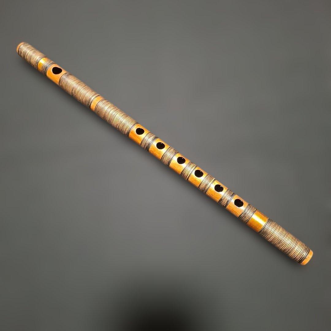 篠笛　古典調　7本調子　6穴　藤総巻き　拭漆仕上げ　超鐵仕様 獅子田 竹渓 巻 藤両巻 七本調子（7本）古典調篠笛（お囃子・お祭り用