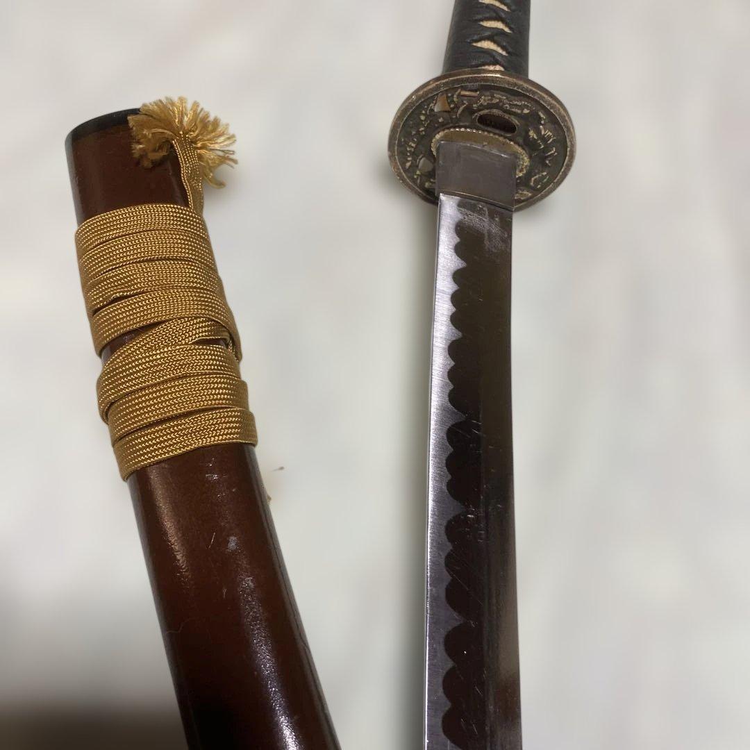 模造刀 濃緑柄 角松透し楕円鍔 茶鞘 - メルカリ