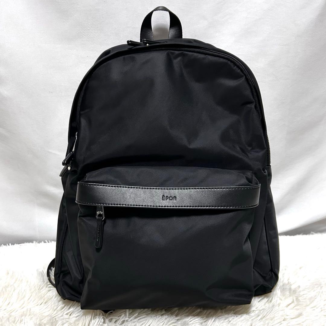 未使用級極美品　EPOR リュック　バックパック　ナイロン　レザー　ブラック