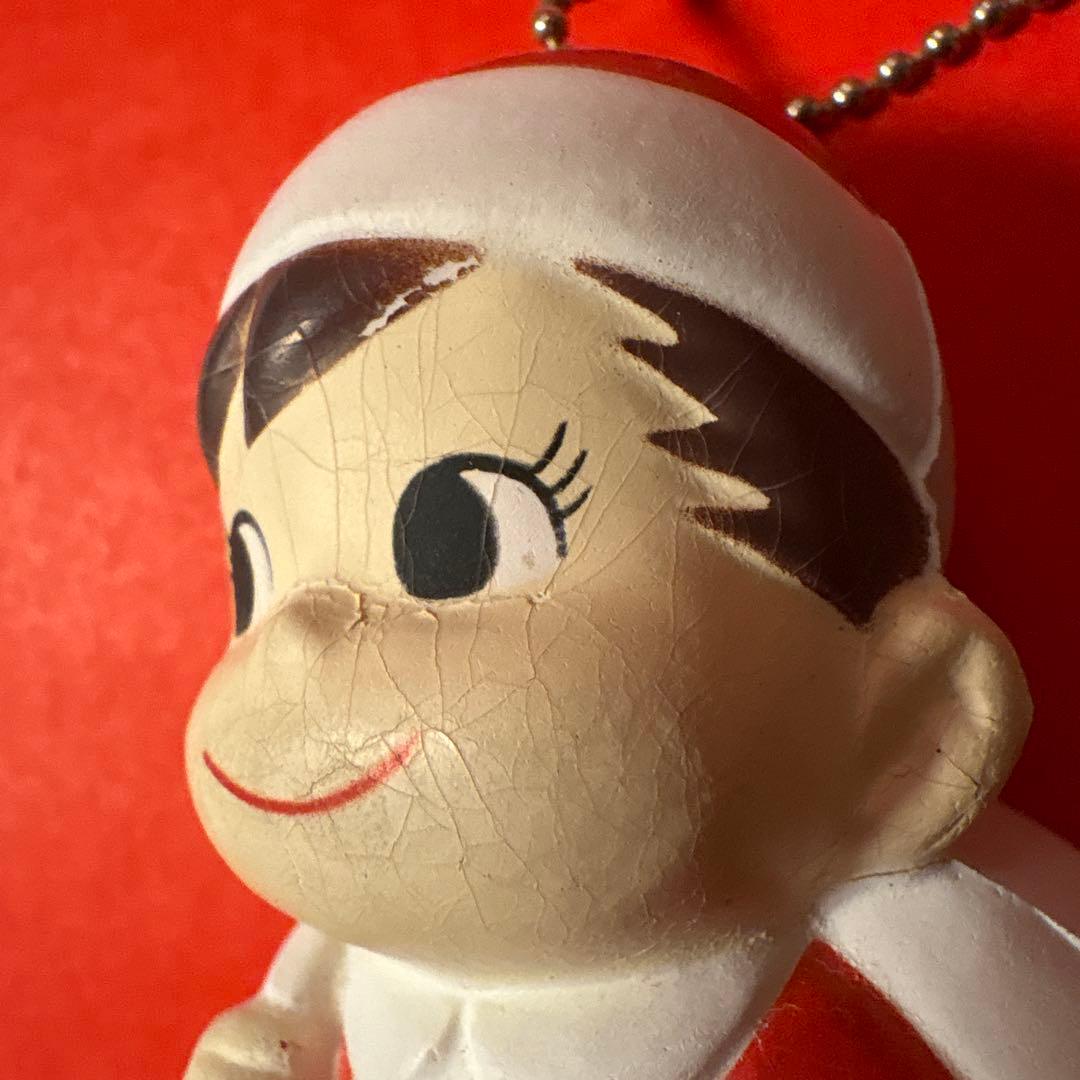 不二家 サンタ ペコちゃん ポコちゃん 約10cm ソフビ 中古品 FUJIYA