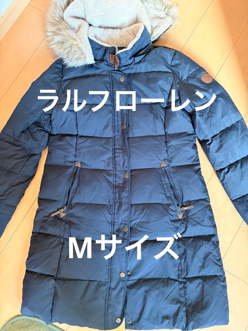 ラルフローレン　フード付きダウンコート ネイビー　M ロングダウンジャケット