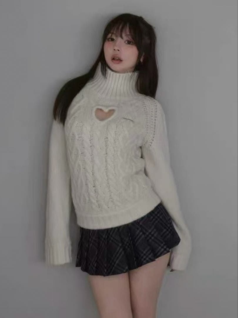 トップス andmary Mary heart knit tops ivory