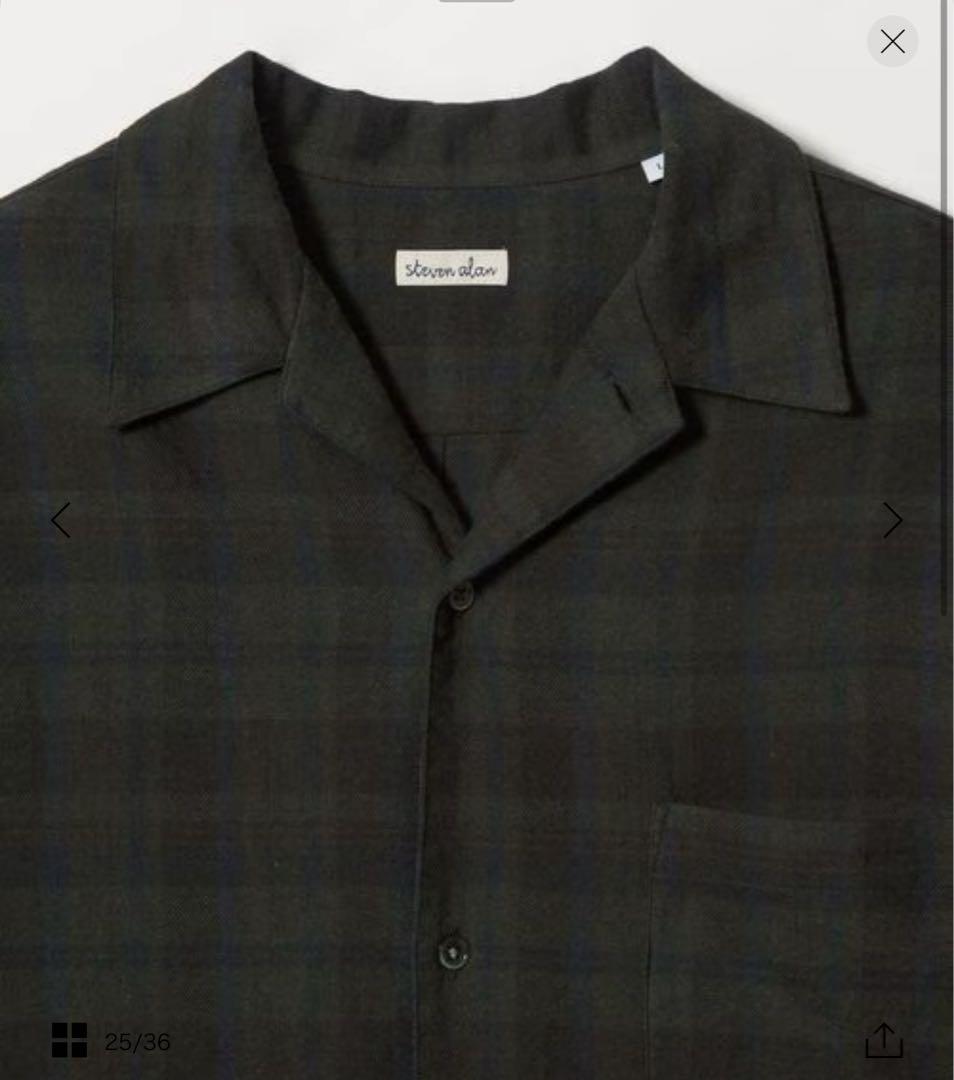 Steven Alan＞ネル マドラスチェック オープンカラー シャツ BOX