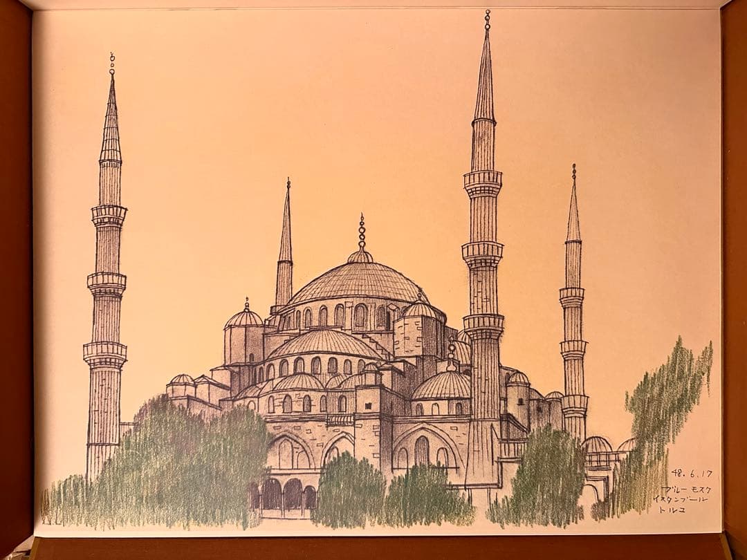 平山郁夫素描集 「わがシルクロード」 大型本 オフセット図版30点＋