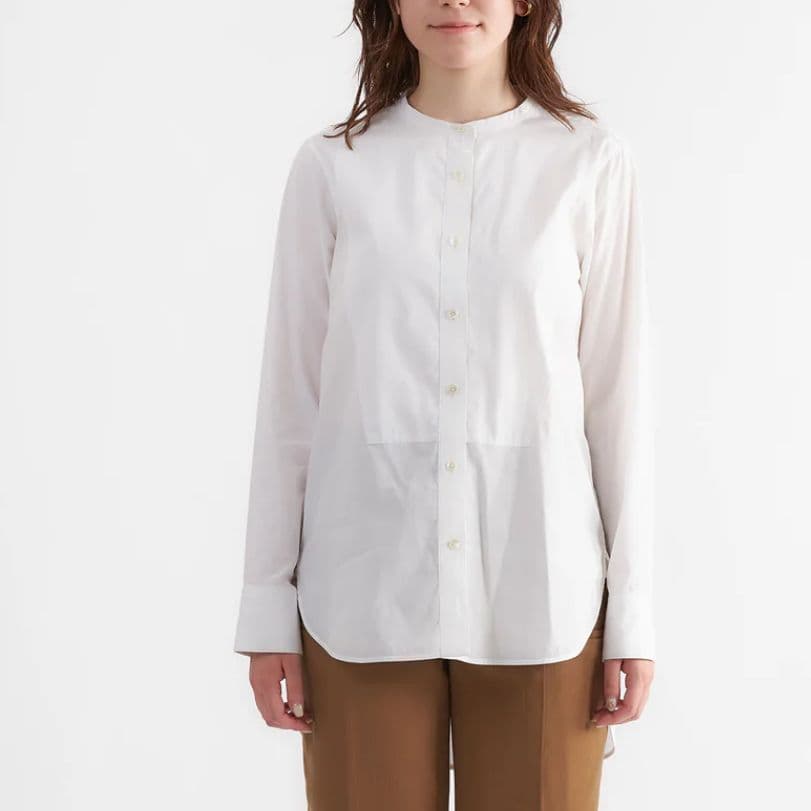 TICCA　定番　ビブヨークシャツ　コットン　ノーカラー　ホワイト　サイズ3 TICCA (ティッカ) ビブヨークシャツ