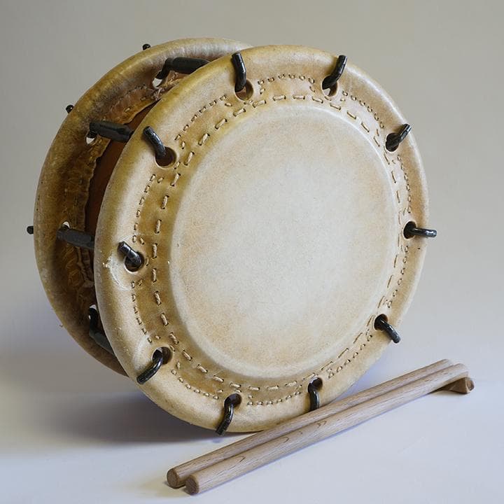 締太鼓 和太鼓 木製 皮革 バチ付き