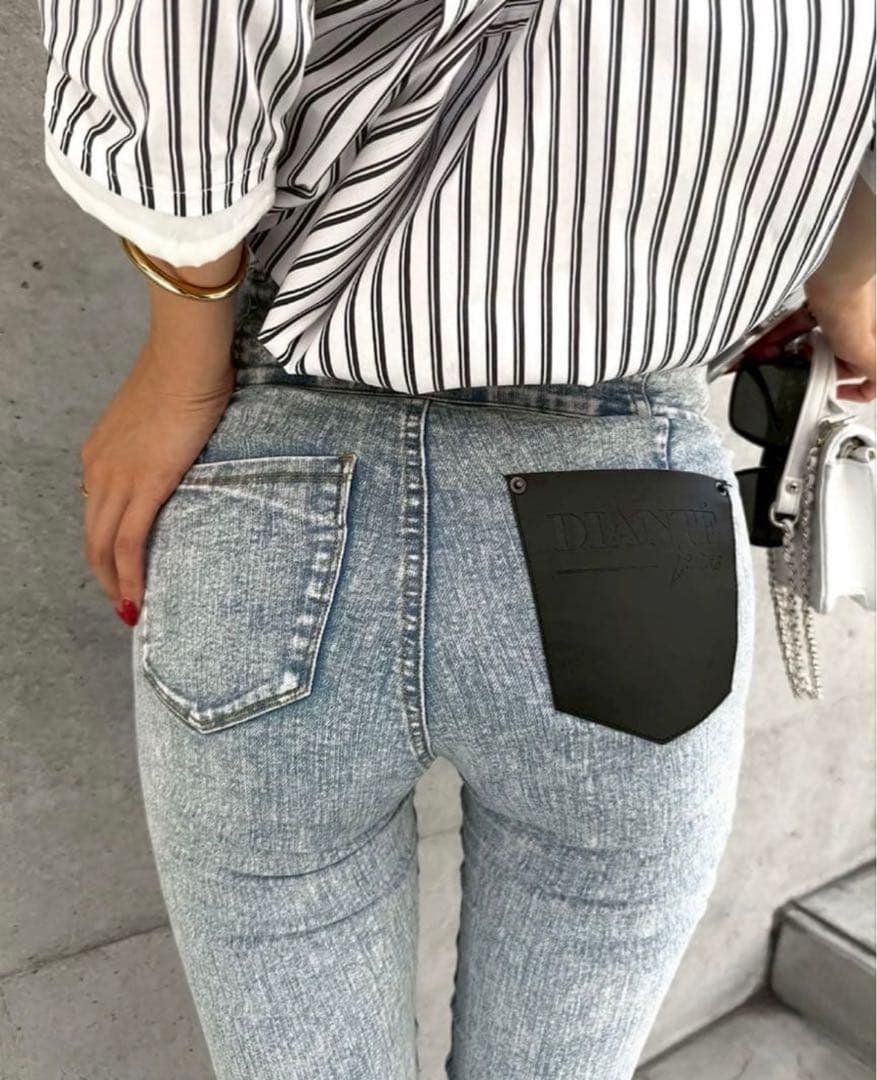 DIANTE ハイウエストスキニーデニム ライトブルー