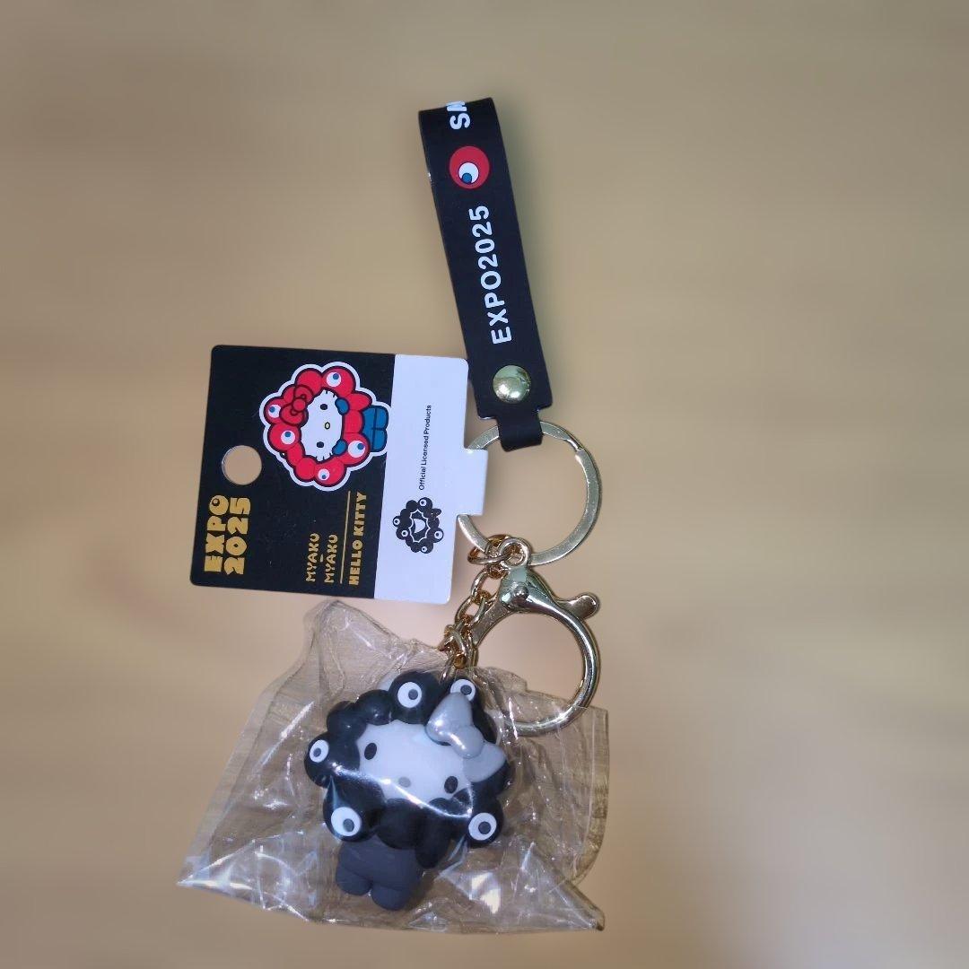 万博キティ　モノクロストラップ 万博会場限定 ハローキティ 近鉄限定 サンリオ ミャクミャク モノクロ