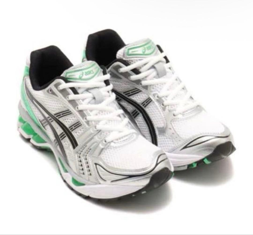 靴 asics GEL-KAYANO14 WHITE/MALACHITE GREEN