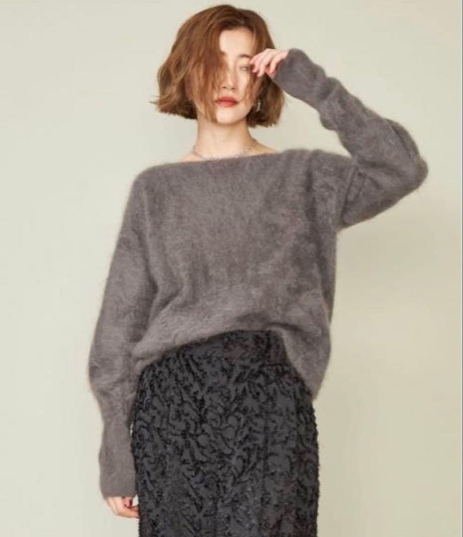 【まもなく終了】　conte 24AW カシミヤ ファー ボートネックニット