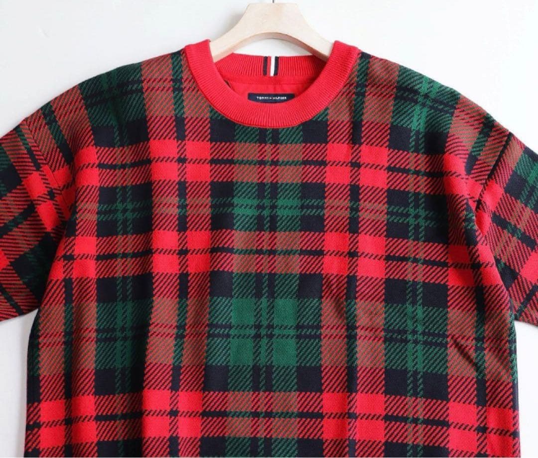 《トミーヒルフィガー》未使用 タータンチェック柄セーター ユニセックス XL