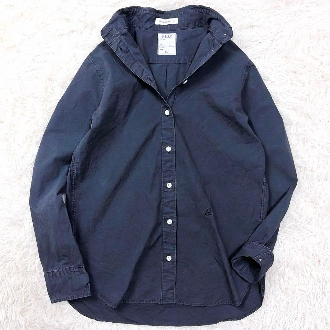 マディソンブルー　コットン　ハンプトンシャツ ロゴ刺繍　サイズ02 ネイビー