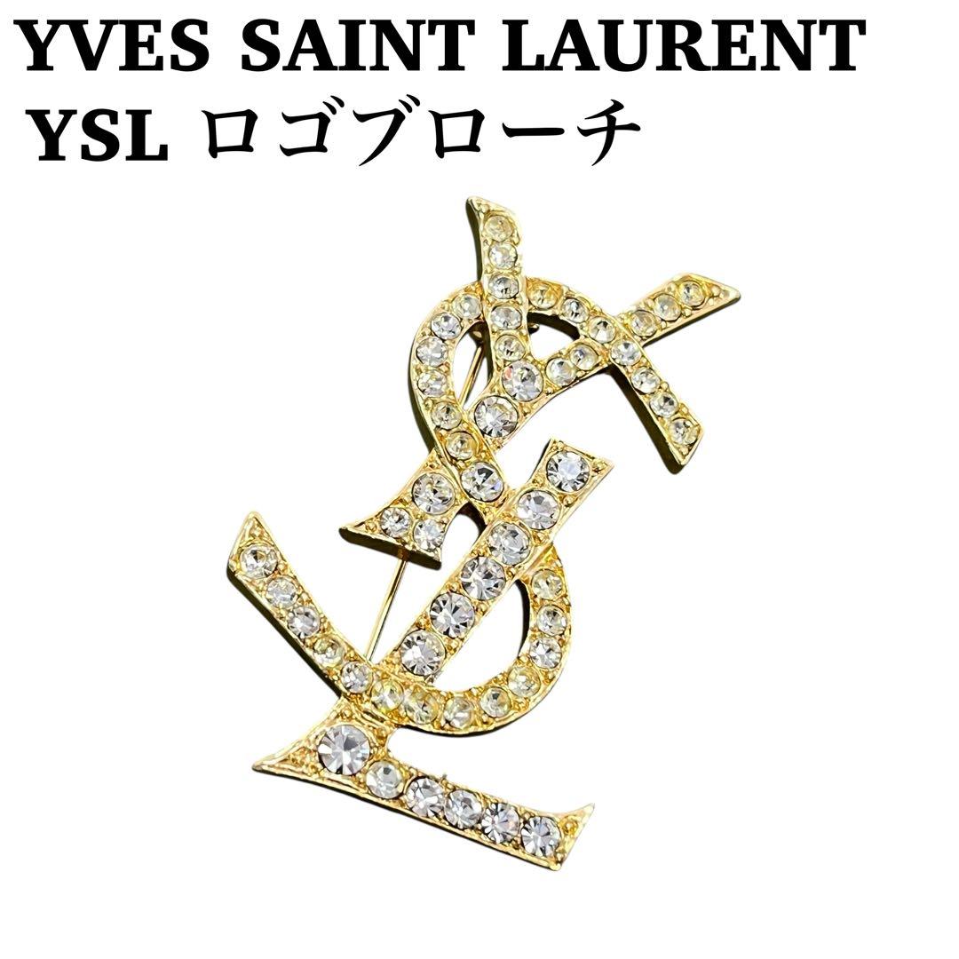 【Vintage 】イヴサンローラン YSL ロゴ　ブローチ　ゴールド