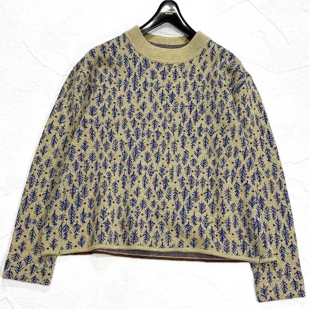 ✨美品✨パラスパレス　ジャガード　ボトル襟　ニット　総柄　ウール 100%