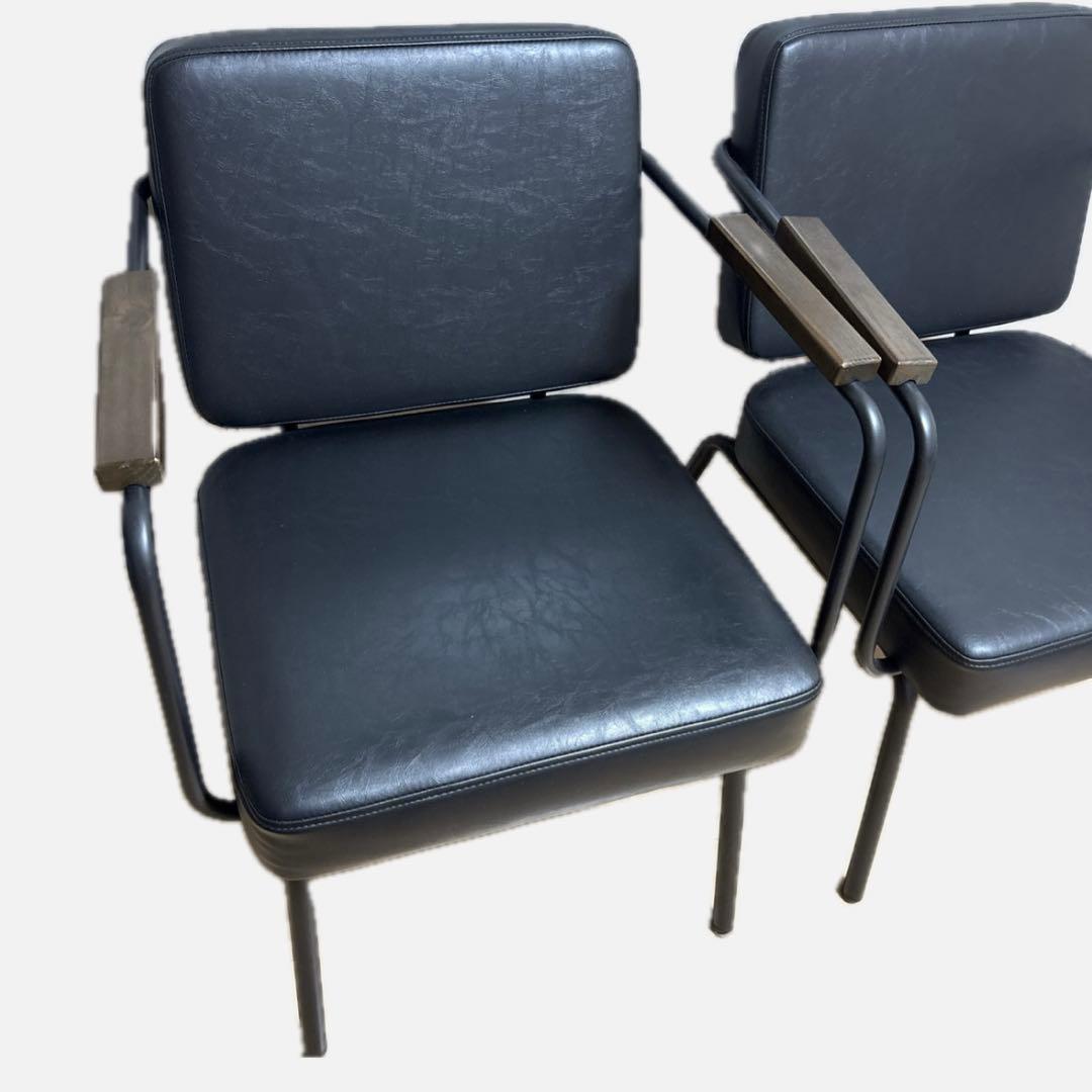 LOWYA 2脚　ヴィンテージ調 ダイニングチェア 2脚セット スチール脚 ノーマルor回転チェア [幅53