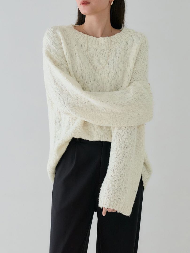 す*の様 【未使用】 crewre ロービングスラブルーズニット ecru si