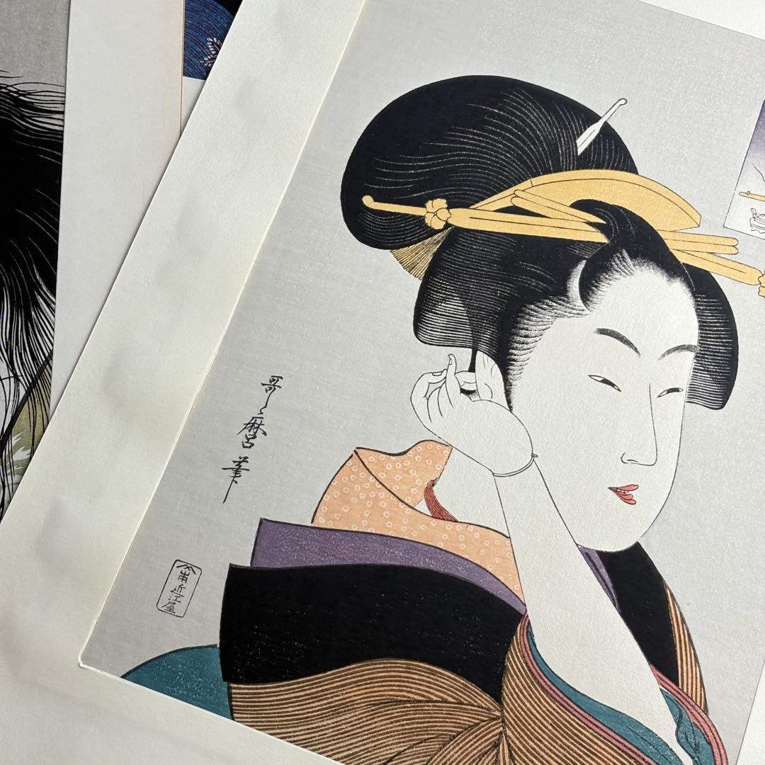 喜多川歌麿 木版画 6枚 浮世絵 當時全盛美人揃 浮気之相 娘日