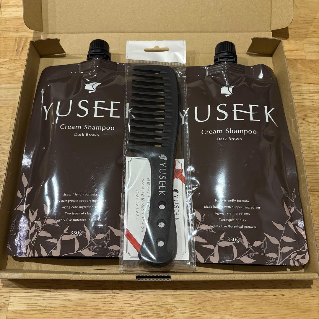 YUSEEK Cream Shampoo ダークブラウン 2本セット YUSEEK Cream Shampoo ダークブラウン 350g コーム付き - メルカリ