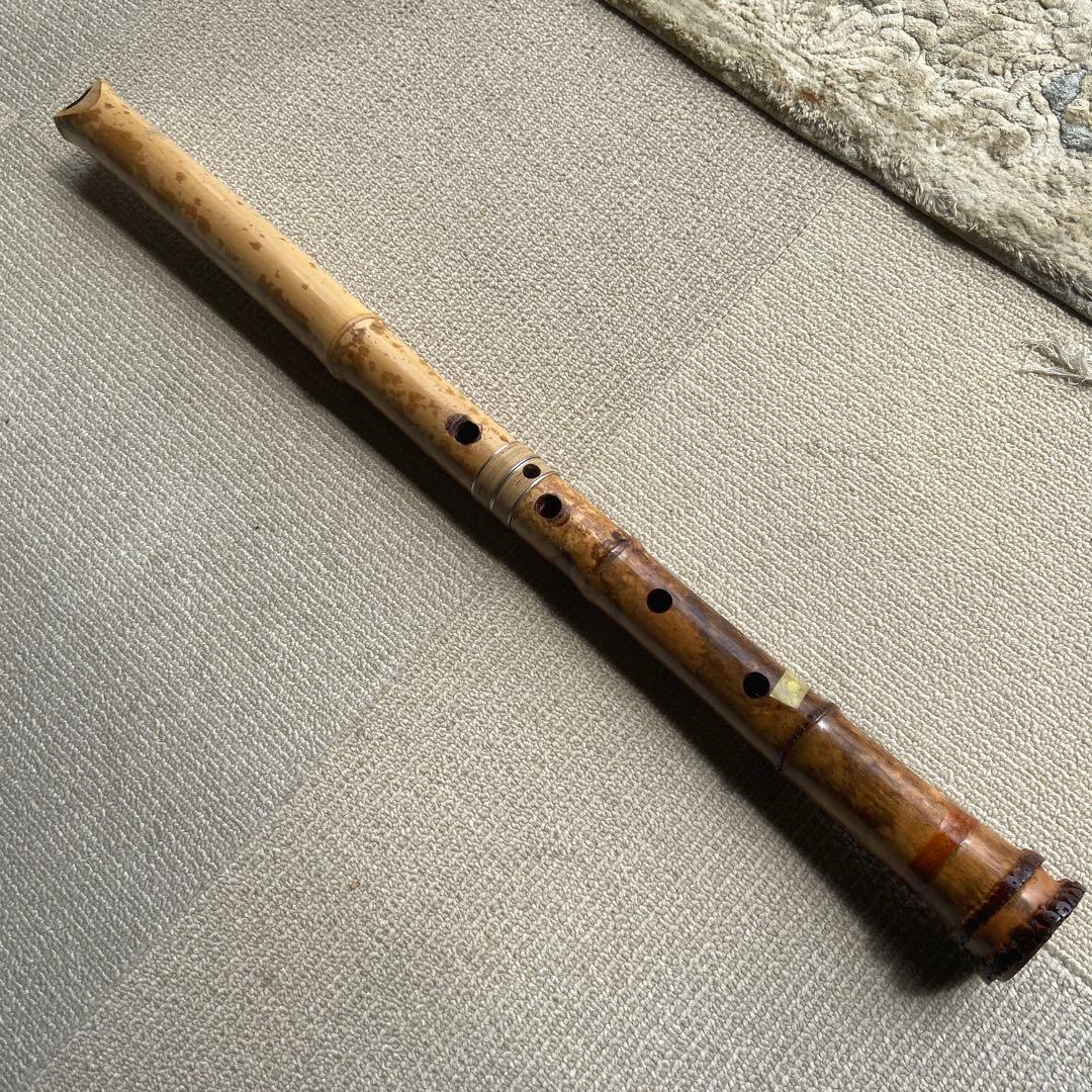 尺八本体 203 ニ尺管　一城銘ニ印　七孔尺八