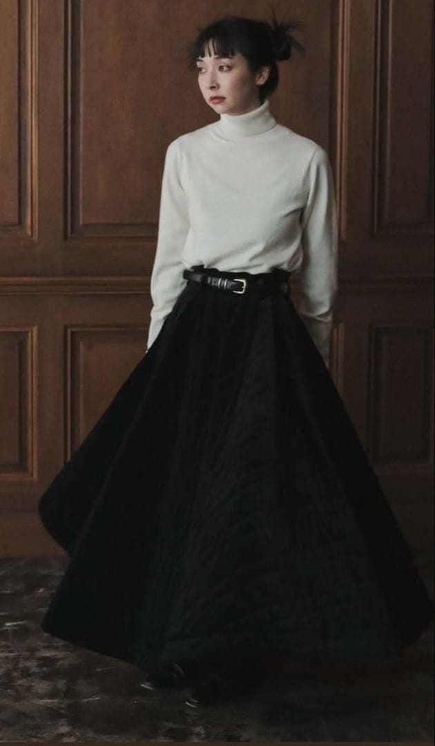 スカート foufou velvet quilting super flare skirt