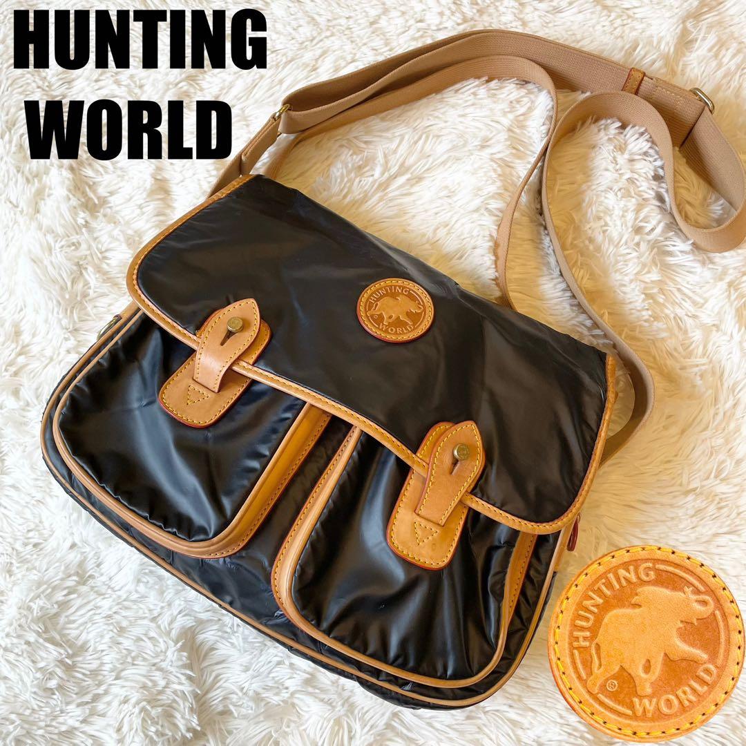 良品★ ハンティングワールド メッセンジャーバッグ バチュークロス ネイビー