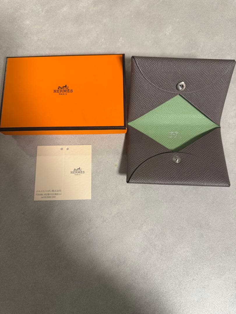 美品 エルメス カルヴィ バイカラー カードケース　名刺入れ HERMES（エルメス） カードケース CALVI カルヴィ レディース エプソン