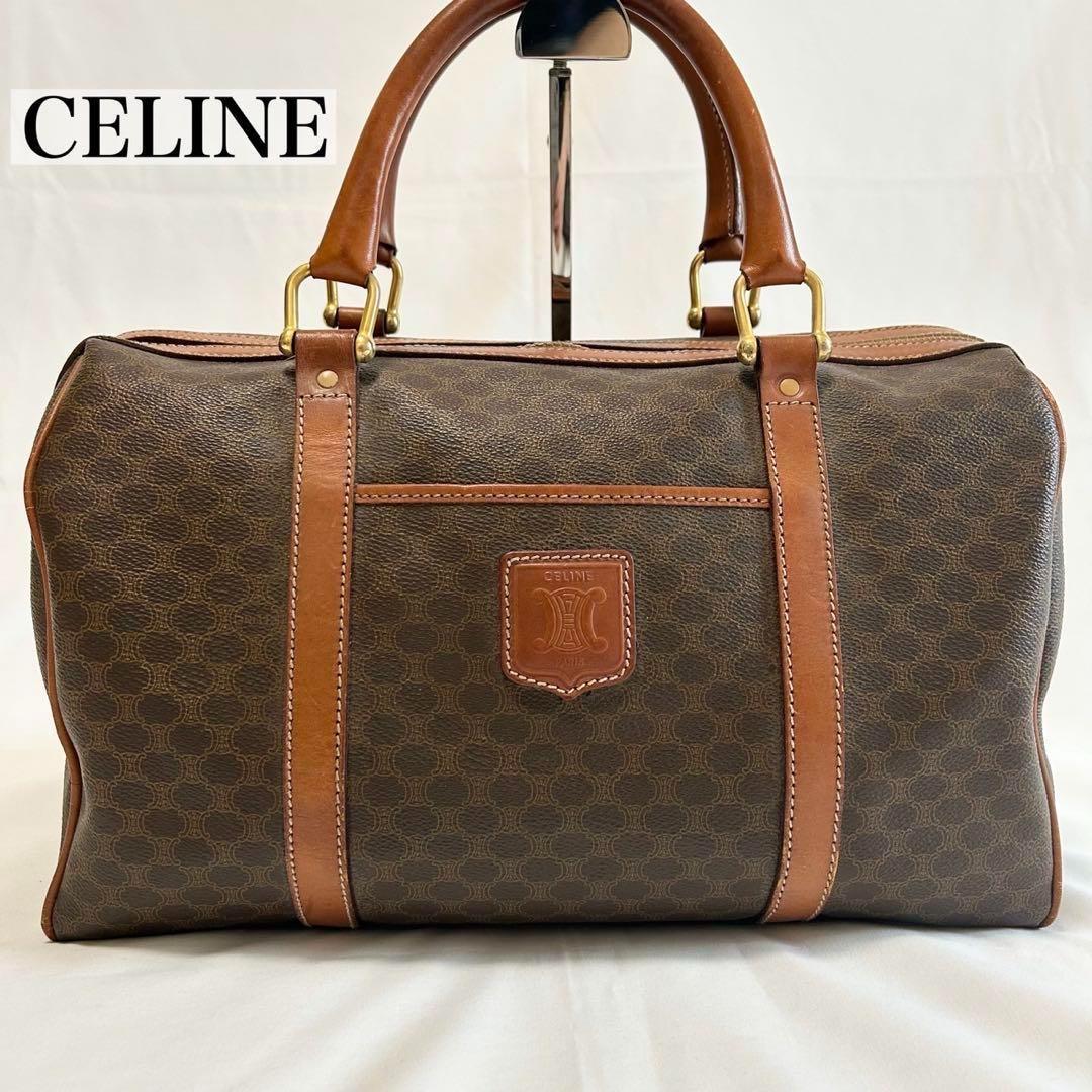 【極美品】セリーヌ トリオンフ マカダム ボストンバッグ レザー 大容量 茶色