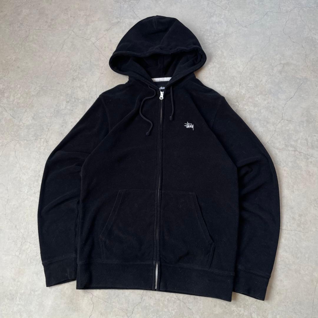 STUSSY ステューシー フルジップ パーカー ロゴ 黒