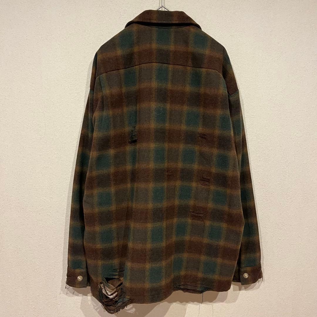 美品】McGREGOR 久遠×hxcyyd ダメージオンブレチェックシャツ - メルカリ