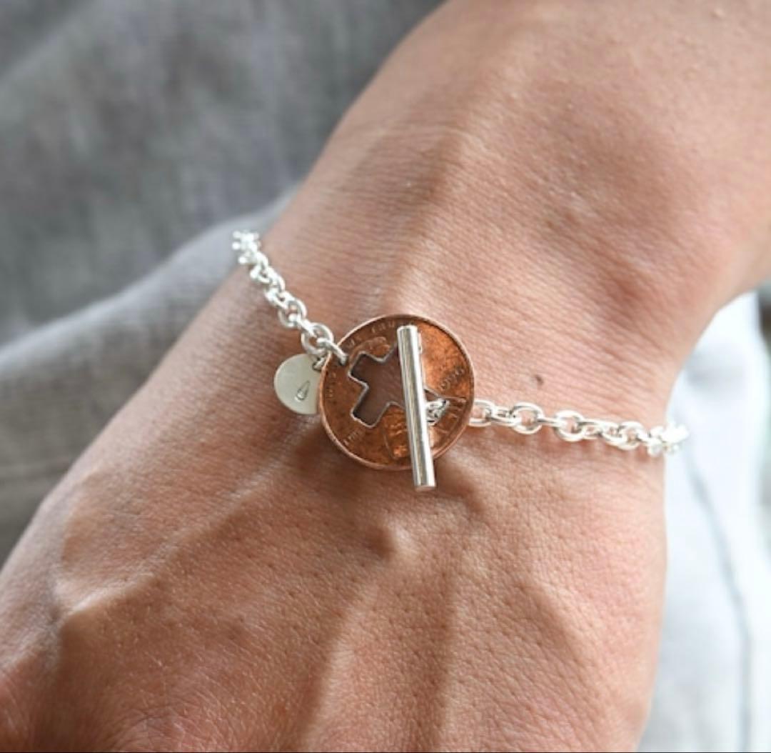 ボタンワークスLucky Penny T-Bar Silver Bracelet