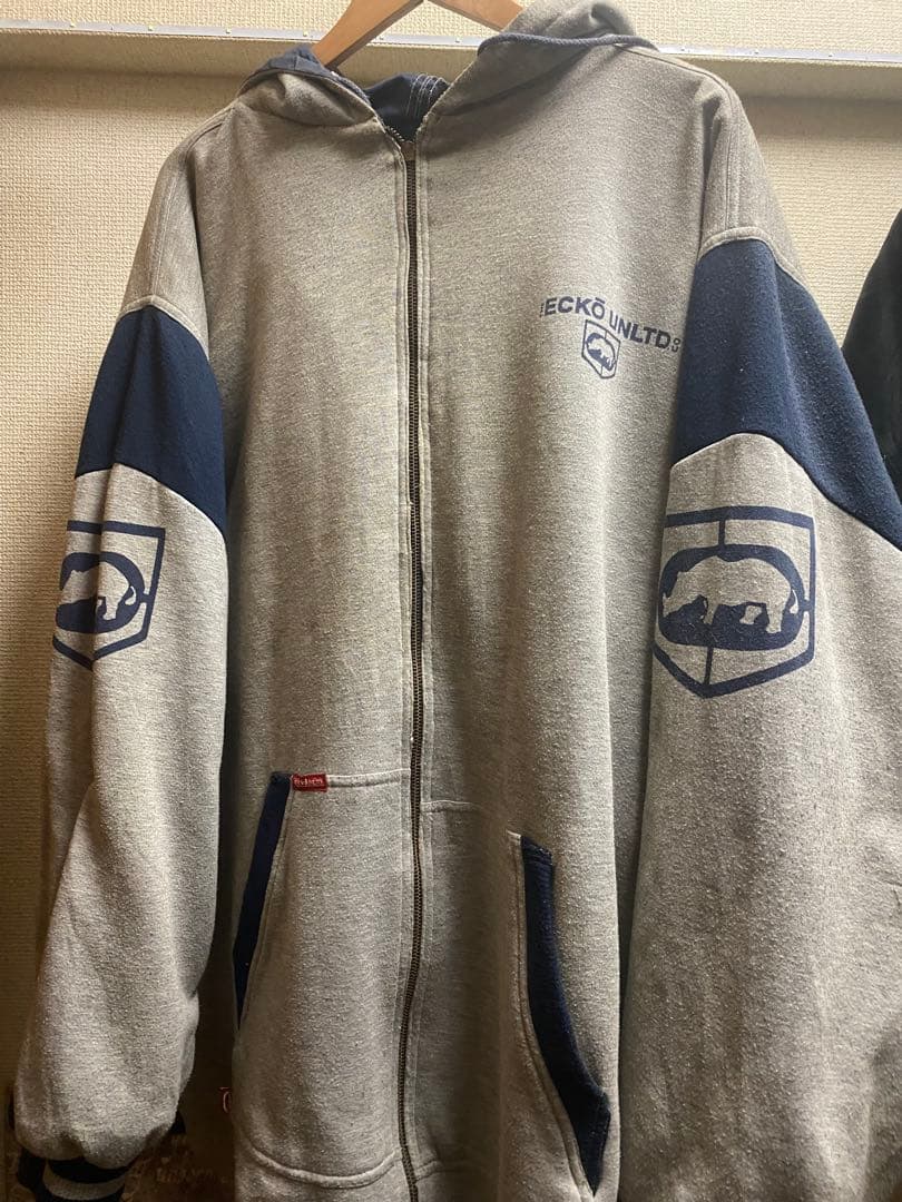 ECKO UNLTD. フルジップパーカー リバースジャケット bboy b系 90s ECKO UNLTDジップパーカー 黒 b-boy スウェット 90s ECKO UNLTD