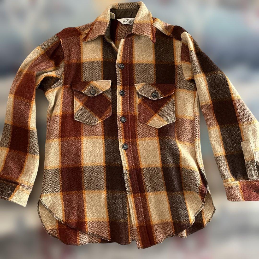 70s ウールリッチ　WOOL RICH ウールシャツ　M ブラウン系チェック