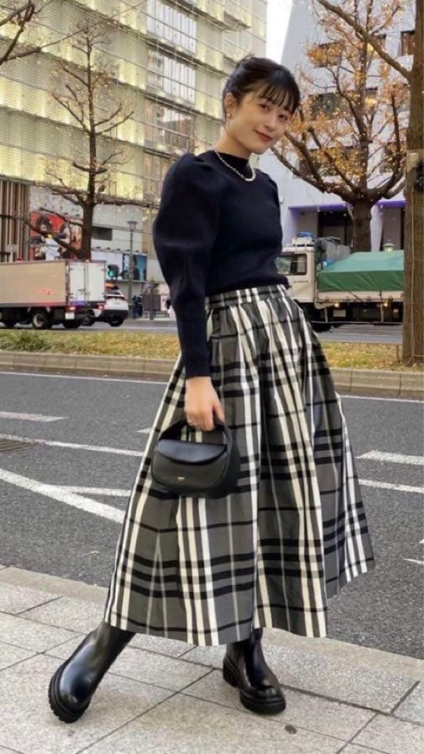 UNITED ARROWSユナイテッドアローズチェック タフタ ギャザースカート