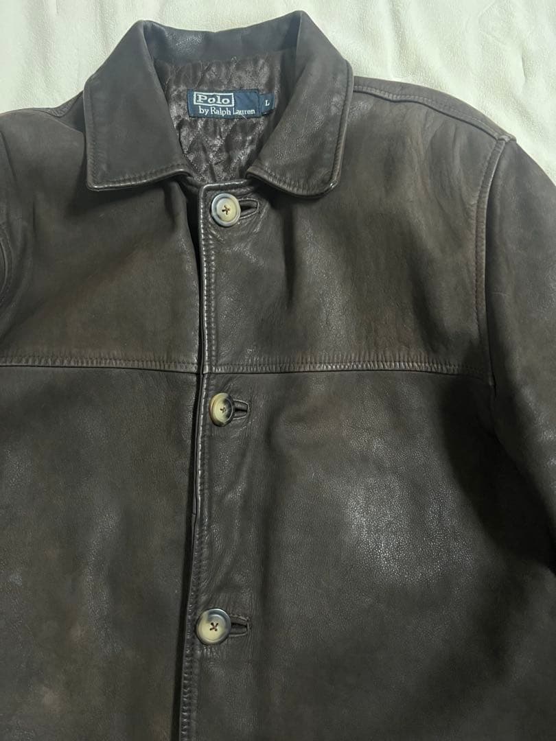 超スペシャル 90s ポロ ラルフローレン レザー カーコート L ブラウン