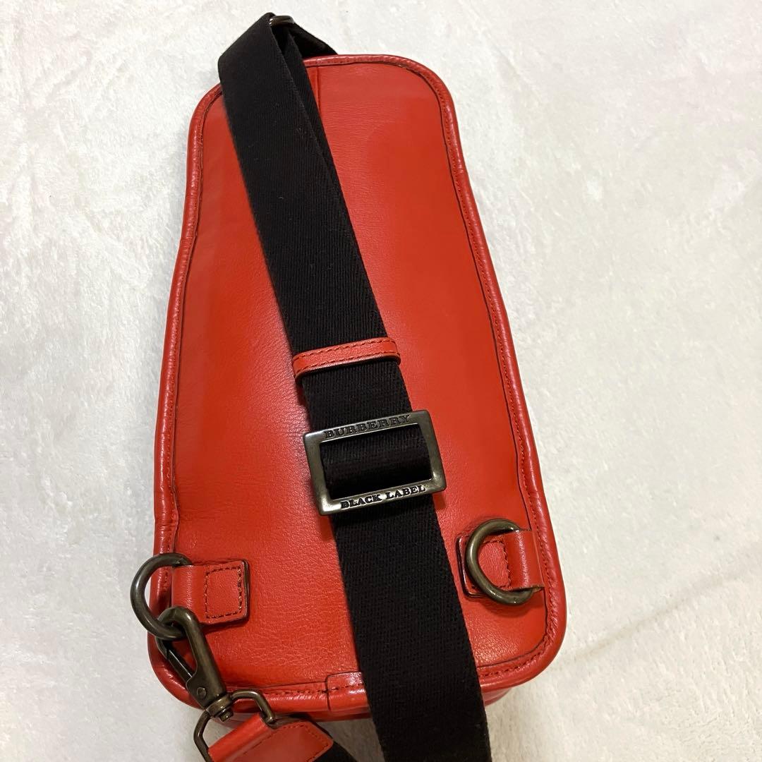 バーバリー ブラックレーベル ボディバッグ オレンジ レザー ワン