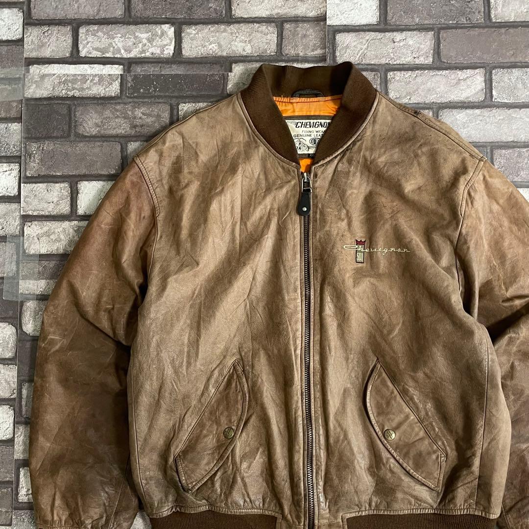 ジャケット・アウター OLD -90's leather bomber jacket moca