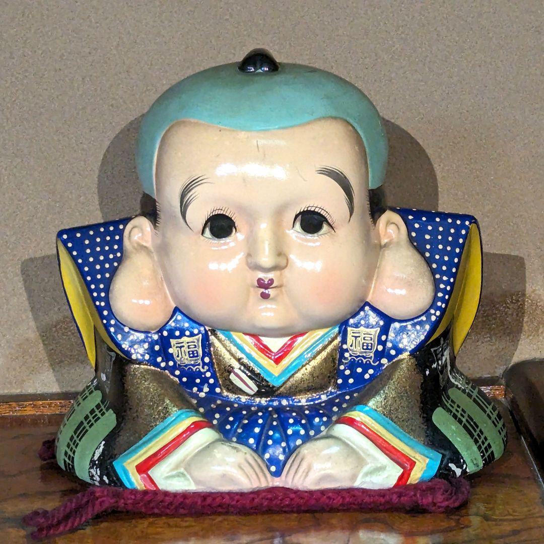 福助 置物 縁起物 陶器 貯金箱 骨董品 アンティーク レトロ - メルカリ