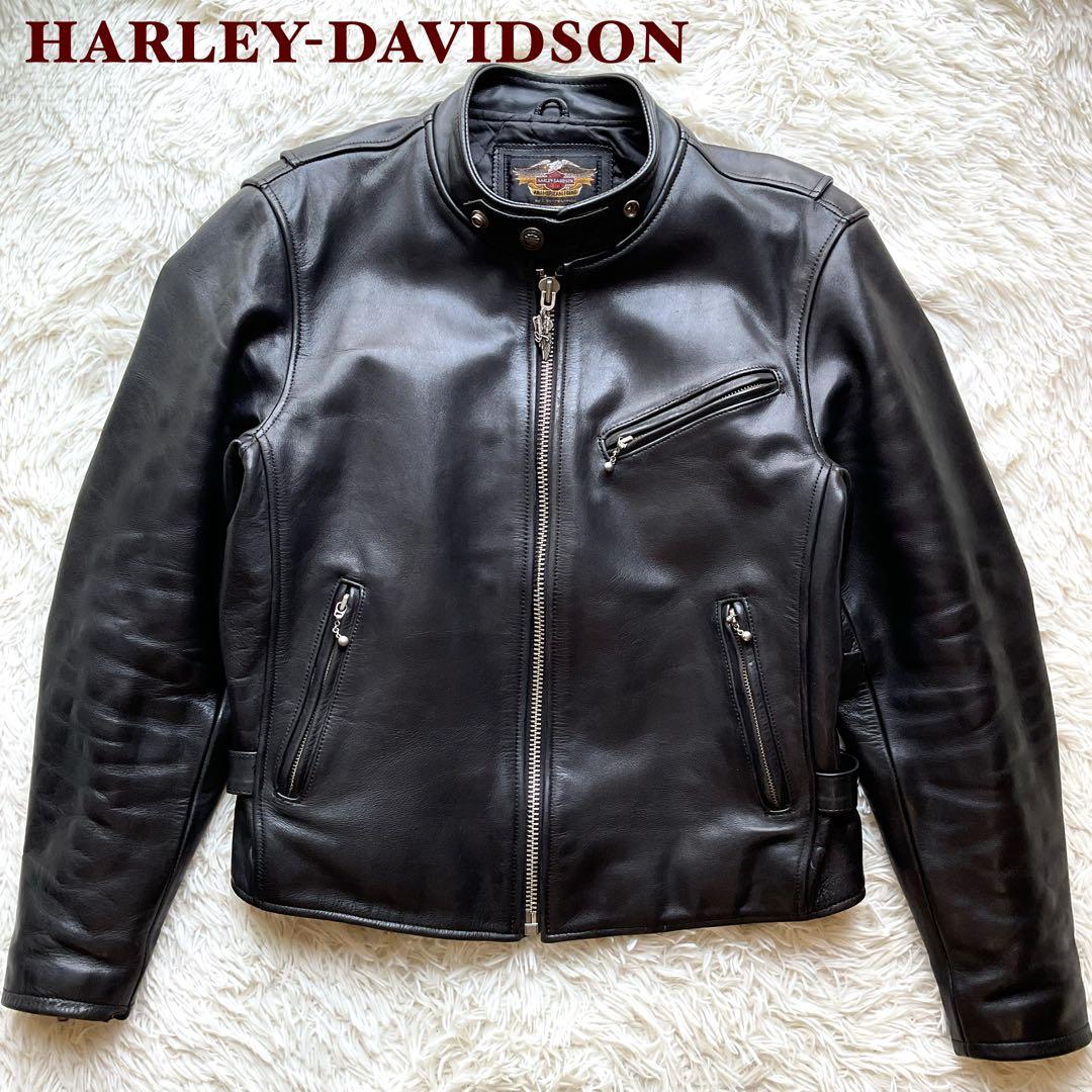 人気✨ハーレーダビッドソン　カウレザージャケット　シングルライダース　XXL 黒 中古・古着通販】HARLEY-DAVIDSON (ハーレーダビッドソン) フリンジ