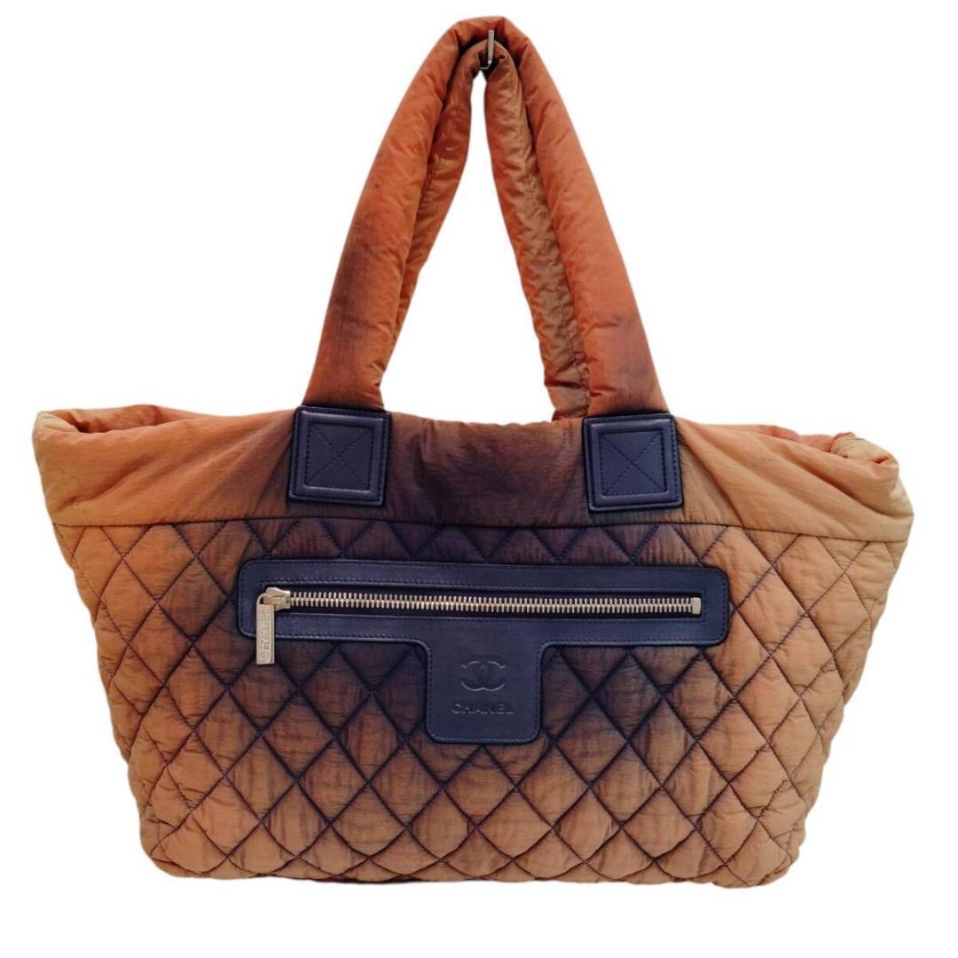 希少 CHANEL シャネル コココクーン トートバッグ SV金具 ネイビー シャネル CHANEL 14番台 コココクーン ファー トートバッグ ネイビー