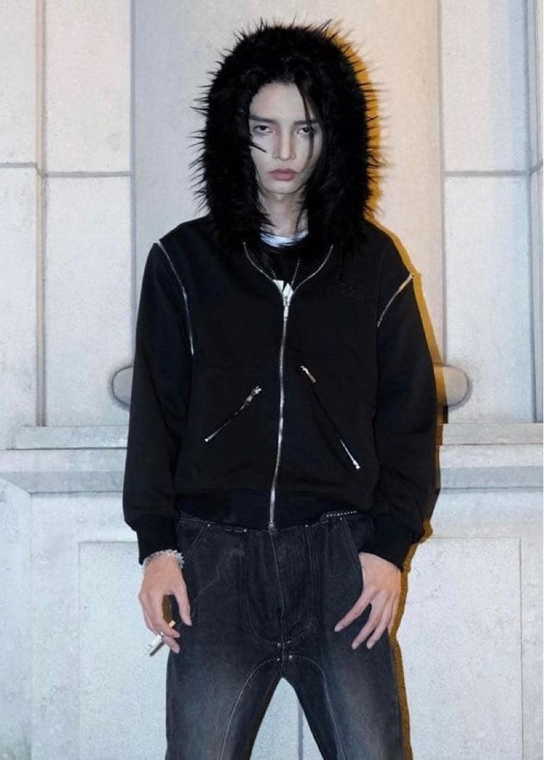 タグ付き COZY WORLDWIDE ファーフードジップパーカー ブラック M COZY FAUX FUR HOODZIP – COZY WORLDWIDE